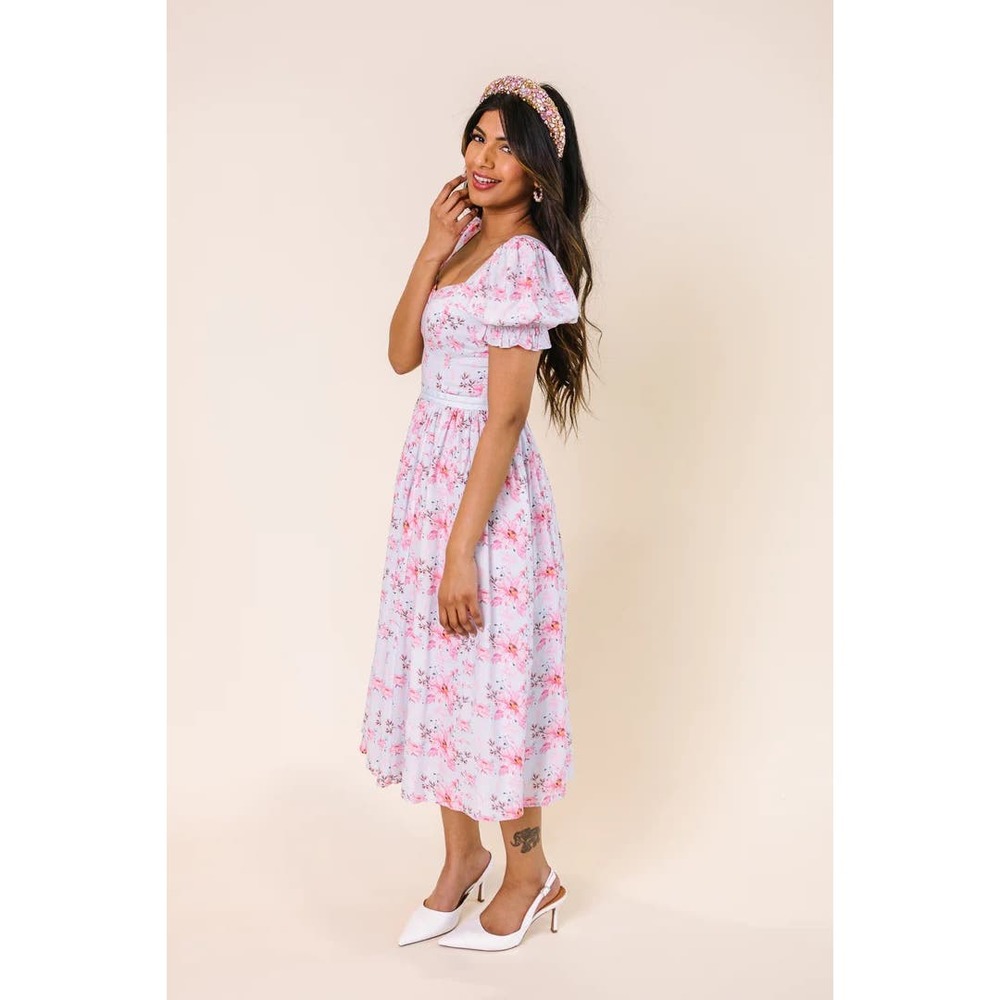 Ivy City Co. Ballerina Dress NWT Pink Blossom Size Medium Floral Spring Midi - Picture 8 of 15